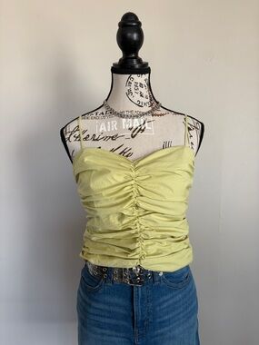 dynamite light green ruched crop summer tank